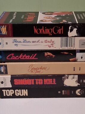 Vintage 80s Movie VHS Lot Working Girl Top Gun Cocktail Somewhere In Time 6 Tape